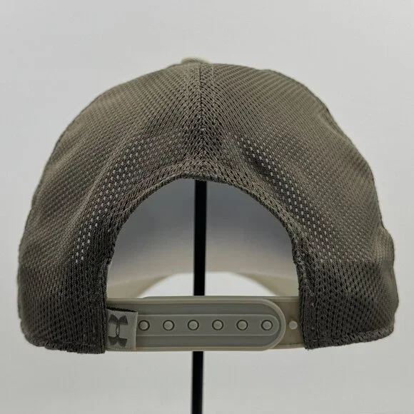 Under Armour Adjustable Tan Mesh Trucker Hat Embroidered Free Fit Snapback Cap - Picture 3 of 9